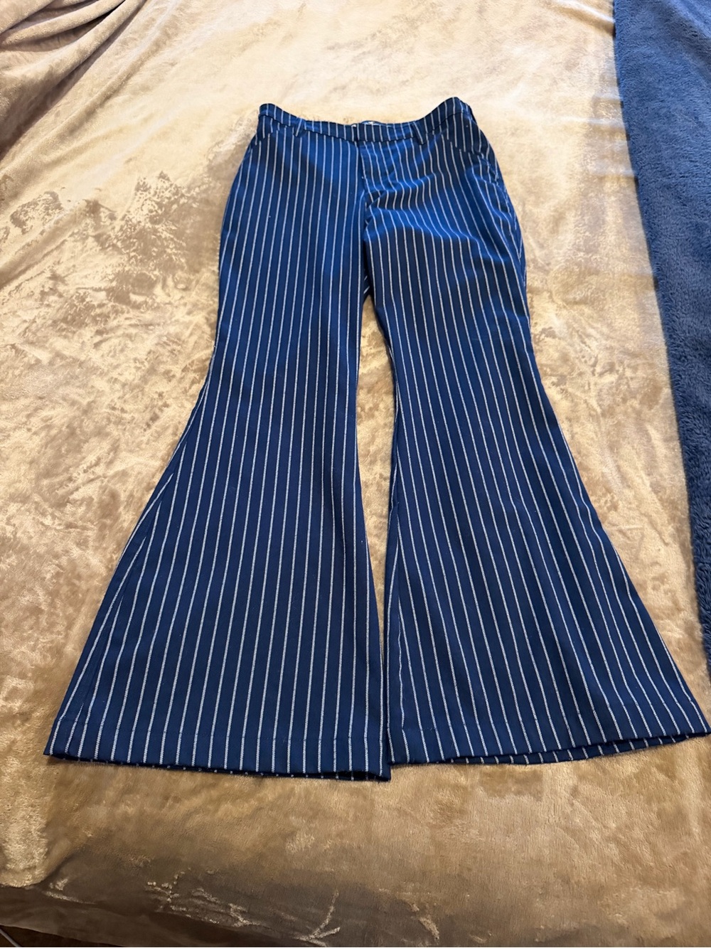 Hollister Navy and White Pinstripe Ultra High-Rise Flare Pants